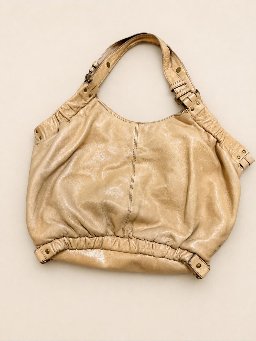 Kooba Beige Leather Shoulder Hobo Bag